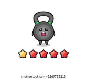 the illustration of customer bad rating, kettleball cute character with 1 star , cute style design for t shirt, sticker, logo element