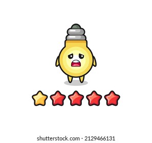 the illustration of customer bad rating, light bulb cute character with 1 star , cute style design for t shirt, sticker, logo element