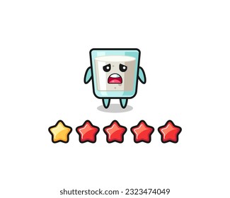 the illustration of customer bad rating, milk cute character with 1 star , cute style design for t shirt, sticker, logo element