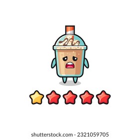 the illustration of customer bad rating, milkshake cute character with 1 star , cute style design for t shirt, sticker, logo element