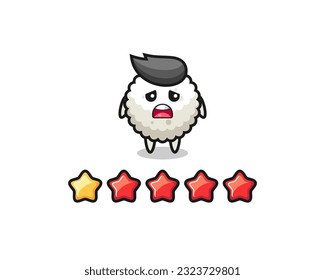 the illustration of customer bad rating, rice ball cute character with 1 star , cute style design for t shirt, sticker, logo element