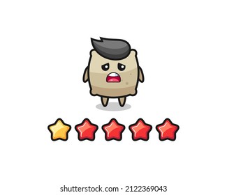 the illustration of customer bad rating, sack cute character with 1 star , cute style design for t shirt, sticker, logo element