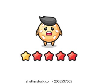 the illustration of customer bad rating, sesame ball cute character with 1 star , cute style design for t shirt, sticker, logo element