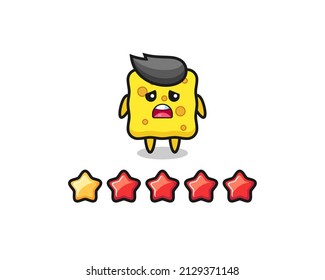 la ilustración del mal rating del cliente, personaje lindo esponjoso con 1 estrella , diseño de estilo lindo para camiseta, pegatina, elemento logotipo