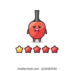 the illustration of customer bad rating, table tennis racket cute character with 1 star , cute style design for t shirt, sticker, logo element
