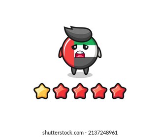 the illustration of customer bad rating, uae flag badge cute character with 1 star , cute style design for t shirt, sticker, logo element