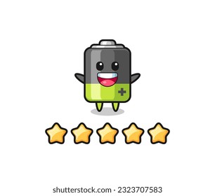 the illustration of customer best rating, battery cute character with 5 stars , cute style design for t shirt, sticker, logo element