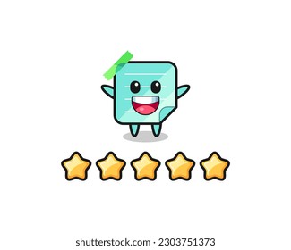 the illustration of customer best rating, blue sticky notes cute character with 5 stars , cute style design for t shirt, sticker, logo element