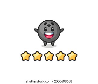 the illustration of customer best rating, bowling ball cute character with 5 stars , cute style design for t shirt, sticker, logo element