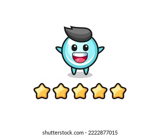 the illustration of customer best rating, bubble cute character with 5 stars , cute style design for t shirt, sticker, logo element