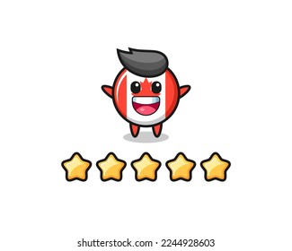 the illustration of customer best rating, canada flag badge cute character with 5 stars , cute style design for t shirt, sticker, logo element