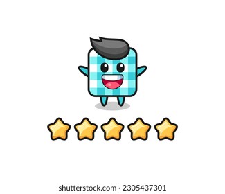 the illustration of customer best rating, checkered tablecloth cute character with 5 stars , cute style design for t shirt, sticker, logo element