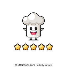 the illustration of customer best rating, chef hat cute character with 5 stars , cute style design for t shirt, sticker, logo element