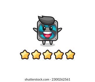the illustration of customer best rating, computer fan cute character with 5 stars , cute style design for t shirt, sticker, logo element