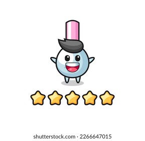 the illustration of customer best rating, cotton bud cute character with 5 stars , cute style design for t shirt, sticker, logo element