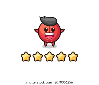 the illustration of customer best rating, cricket ball cute character with 5 stars , cute style design for t shirt, sticker, logo element