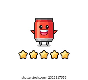 the illustration of customer best rating, drink can cute character with 5 stars , cute style design for t shirt, sticker, logo element