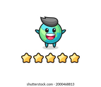 the illustration of customer best rating, earth cute character with 5 stars , cute style design for t shirt, sticker, logo element