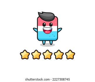 the illustration of customer best rating, eraser cute character with 5 stars , cute style design for t shirt, sticker, logo element