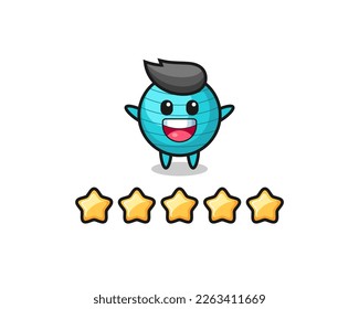 the illustration of customer best rating, exercise ball cute character with 5 stars , cute style design for t shirt, sticker, logo element