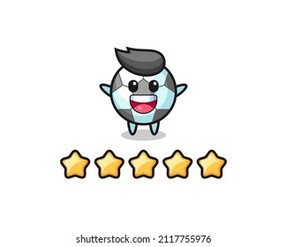 the illustration of customer best rating, football cute character with 5 stars , cute style design for t shirt, sticker, logo element