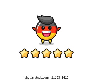 the illustration of customer best rating, germany flag badge cute character with 5 stars , cute style design for t shirt, sticker, logo element