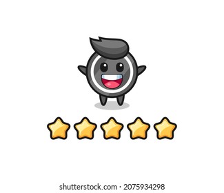 the illustration of customer best rating, hockey puck cute character with 5 stars , cute style design for t shirt, sticker, logo element