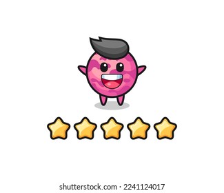 the illustration of customer best rating, ice cream scoop cute character with 5 stars , cute style design for t shirt, sticker, logo element