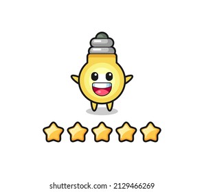 the illustration of customer best rating, light bulb cute character with 5 stars , cute style design for t shirt, sticker, logo element