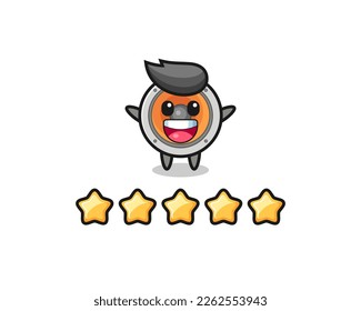 la ilustración de mejor calificación del cliente, loudaltavoz lindo personaje con 5 estrellas , diseño de estilo lindo para camiseta, pegatina, elemento logotipo