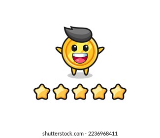 the illustration of customer best rating, medal cute character with 5 stars , cute style design for t shirt, sticker, logo element