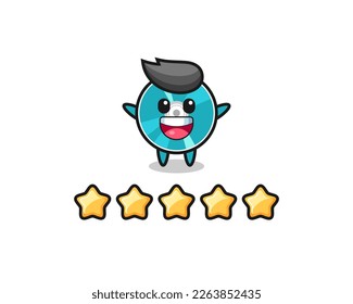 la ilustración de mejor calificación del cliente, disco óptico lindo personaje con 5 estrellas , diseño de estilo lindo para camiseta, pegatina, elemento logotipo