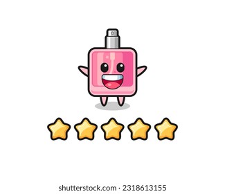 the illustration of customer best rating, perfume cute character with 5 stars , cute style design for t shirt, sticker, logo element