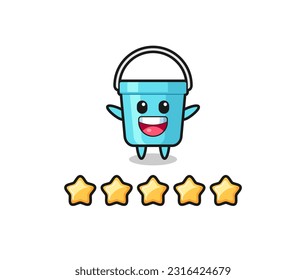 the illustration of customer best rating, plastic bucket cute character with 5 stars , cute style design for t shirt, sticker, logo element