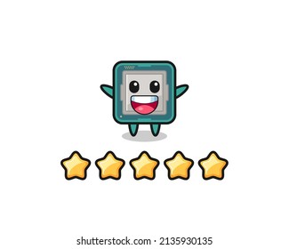 the illustration of customer best rating, processor cute character with 5 stars , cute style design for t shirt, sticker, logo element