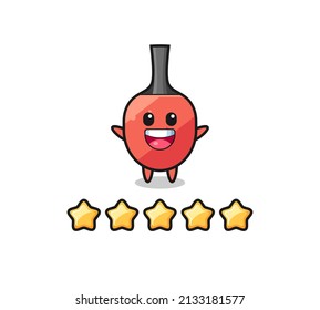 the illustration of customer best rating, table tennis racket cute character with 5 stars , cute style design for t shirt, sticker, logo element