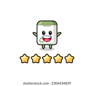 the illustration of customer best rating, trash can cute character with 5 stars , cute style design for t shirt, sticker, logo element