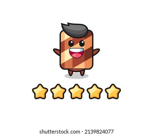 the illustration of customer best rating, wafer roll cute character with 5 stars , cute style design for t shirt, sticker, logo element