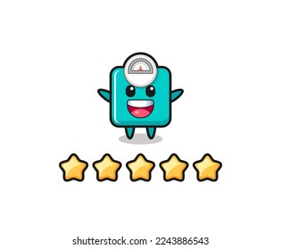 the illustration of customer best rating, weight scale cute character with 5 stars , cute style design for t shirt, sticker, logo element