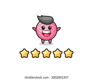 the illustration of customer best rating, yarn ball cute character with 5 stars , cute style design for t shirt, sticker, logo element