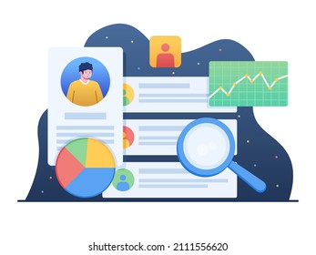 Illustration of Customer Data, User Data, Customer Analytic, User Personal Data, Costumer Statistic. Can be used for web, landing page, social media, mobile apps, animation, etc.