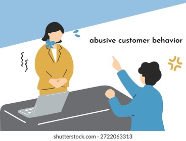 Illustration of customer harassment scene in the workplace