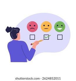 Illustration of Customer Reaction and Emoji Feedback Survey. Illustrations for websites, landing pages, mobile apps, posters and banners