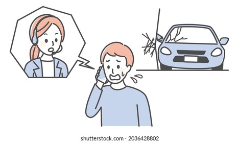 illustration of customer service in a call center and car accidents