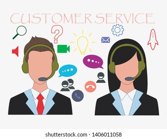 Illustration of customer service icon in flat design