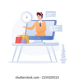 Eine Illustration des Kundendienstes im flachen Stil 

