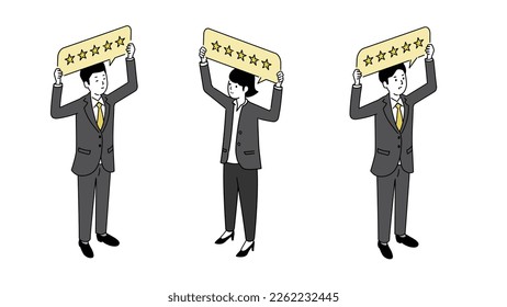 Illustration of customer testimonials, image of customer satisfaction, vector