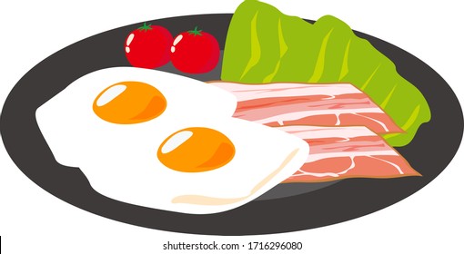 Illustration von geschnittenem Speck . Bacon Ei Frühstück 