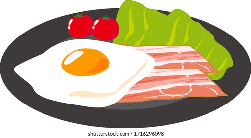 Illustration von geschnittenem Speck . Bacon Ei Frühstück 
