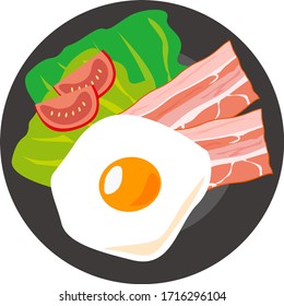 Illustration of cut bacon . Bacon egg breakfast 